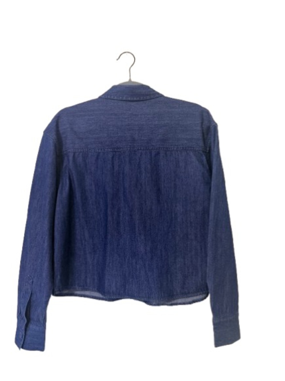NWT Woolrich Cropped Denim Utility Shirt Jacket Dark Wash 100% Cotton Size Small - Picture 3 of 7